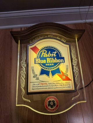 Vintage Pabst Blue Ribbon Pbr Beer Light Sign Crystal Heritage Back Bar Display