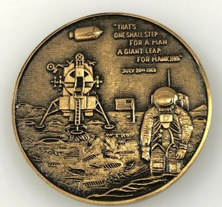 Rare 1969 Apollo 11 Moon Landing Bronze Medal Coin By Kaag Trophys Inc.