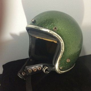 Vintage Arthur Fulmer Af20 Vintage Motorcycle Helmet Green Metal Flake L@@k L