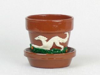 Handmade Saluki Terracotta Flower Pot Planter 3 Dimensional Applied Design