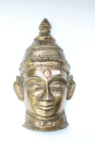 Antique Old Solid Brass Hindu God Shiva Head Bust Statue Figurine Nh3962