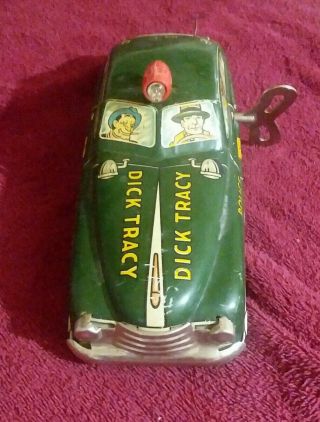 Vintage 1949 Marx DICK TRACY Squad Car No.  1 Tin Litho Wind Up Toy Battery 2