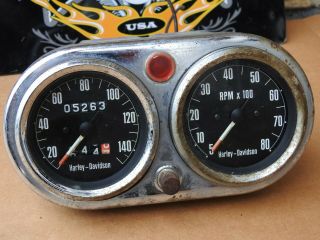 Vintage 1967 Harley Davidson Ironhead K Sportster Speedometer Tachometer