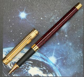 Vintage Montblanc Noblesse Rollerball Pen Solitaire Doue Gold Red Marbled Resin