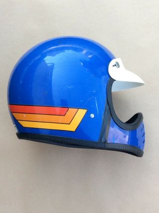 Vtg.  80’s Blue Griffin Helmet Motocross Bmx Mx Full Face Bell Moto/ Med