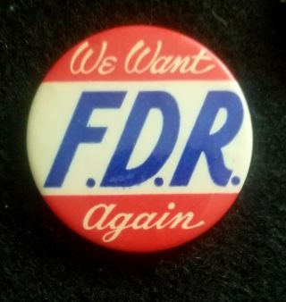 Franklin D Roosevelt Fdr Pinback Button Pin Badge Campaign Large 2 1/4 "
