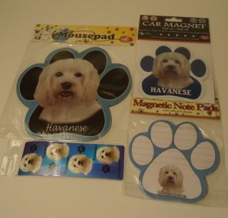 Havanese Dog Magnetic Sticky Notepad,  Mousepad Bookmark & Car Magnet