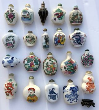 20 X Chinese Porcelain Snuff Or Scent Bottles