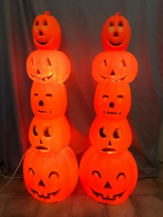 (2) Vintage 1994 Don Featherstone Union Products 34” Pumpkin Stack Blow Mold