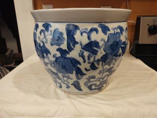 Chinese Ceramic Bowl Planter Jardiniere 13 1/2 " Across The Top 11 " Tall Flower
