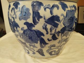 Chinese Ceramic Bowl Planter Jardiniere 13 1/2 