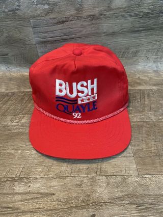 Vintage George H.  W.  Bush signed Red ' 92 Presidential Election Hat Made In USA 2