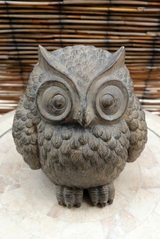 Vintage Owl Bird Statue Sculpture 9 2