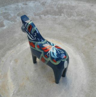 Swedish Dala Horse Carved Wood Sculpture With Belly Label