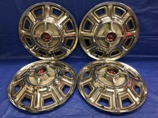Vintage Set Of 4 1966 Ford 14 " Spinner Hubcaps Fairlane Fomoco