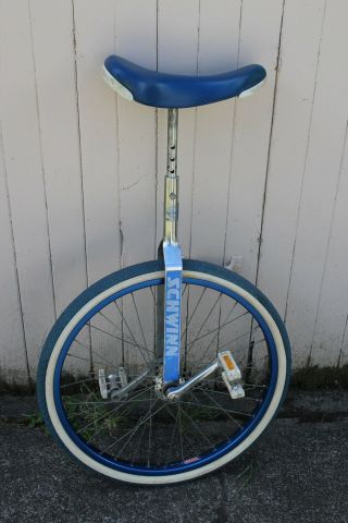 Vintage Schwinn Unicycle Chicago Blue 24 " Araya Sugino Cranks 80s Chrome Steel