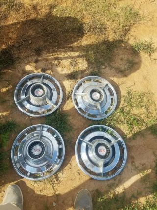 60s Vintage Chevy Ss Spinner Hubcaps Set Of 4 Oem 63 Impala 63 64 65 Nova 14in