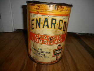 Vintage 5 Lb Chassis Lubricant En - Ar - Co Enarco Motor Oil Tin Advertising Can