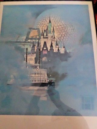 Walt Disney World 15th Anniversary Magical Dreams Art Print Litho W/ Framed