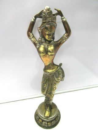 Large Brass Asian / Indian Statue Standing Hindu Goddess " Lakshmi " Dancer