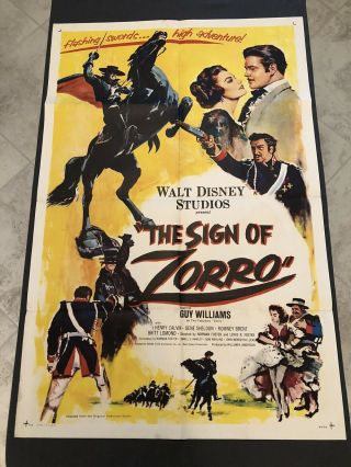 Walt Disney Studios Presents The Sign Of Zorro One Sheet Movie Poster 60/26