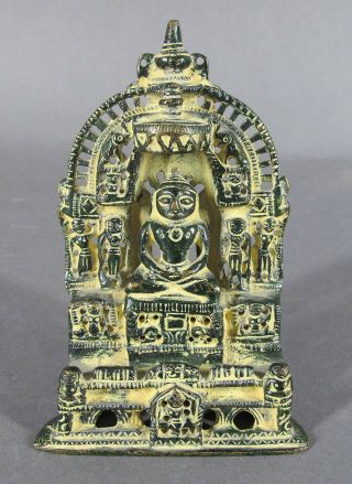 Gujarat India Bronze Jain Tirthankara Neminatha Guru Temple Mandala 1800’s Yqz