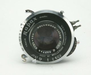 Vintage Wollensak Raptar 4,  7/135mm Lens W/rapax 0 Shutter F/graflex 4x5 " Camera
