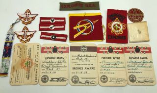 Vintage 1950’s Boy Scout Explorers Patch Pin Card Bsa Troop 37 Badge Emblem