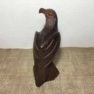 Vintage Ironwood Sculpture Hand Carved Eagle 7” Mid Century Modern Bird Of Prey