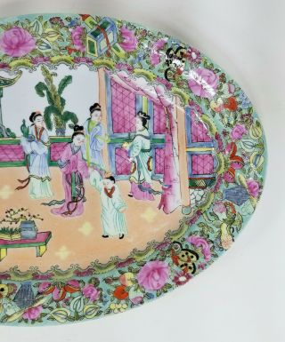 Antique Style Vintage 20th Century Chinese Rose Medallion Style Tray Platter 3
