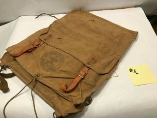Vintage Boy Scouts America Canvas Backpack Rucksack Day Bag Yucca No.  574 Large