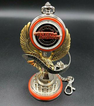 Vintage Harley - Davidson Motorcycles Pocket Watch Eagle Stand Chain Franklin