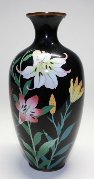 Antique Japanese Cloisonne Enamel Floral Vase