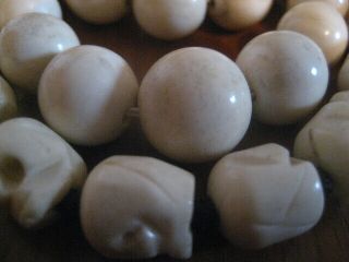 VICTORIAN CARVED CANTONESE CHINESE BOVINE BONE ROUND BEAD NECKLACES 243.  8 GRAMS 3