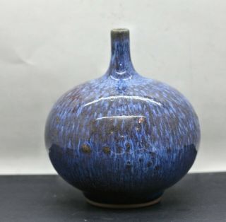 Impressive Antique Chinese Robin ' s Egg Porcelain Flambe globular Vase c1920s 2