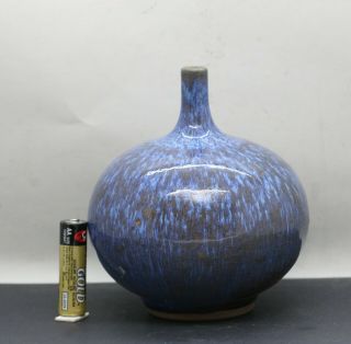 Impressive Antique Chinese Robin ' s Egg Porcelain Flambe globular Vase c1920s 3