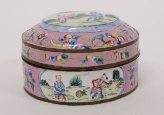 Antique Chinese Cloisonne Canton Enamel Bowl Box Pot with Lid 2