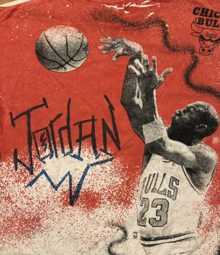 Vintage Michael Jordan All Over T - Shirt L Chicago Bulls Magic Johnson Ts Sh
