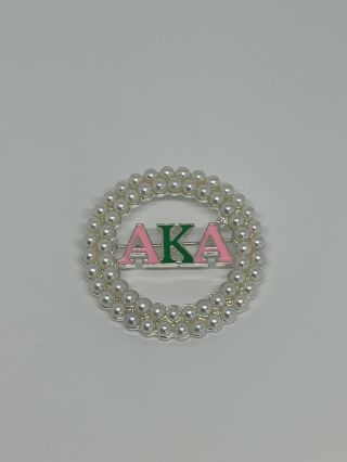 For Alpha Kappa Alpha For Aka Pearl,  Pink,  Green Pin Brooch