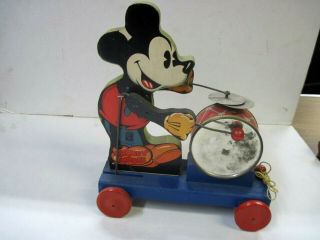 Mickey Mouse Drummer Pull Toy 1st Year 1937 Fisher Price