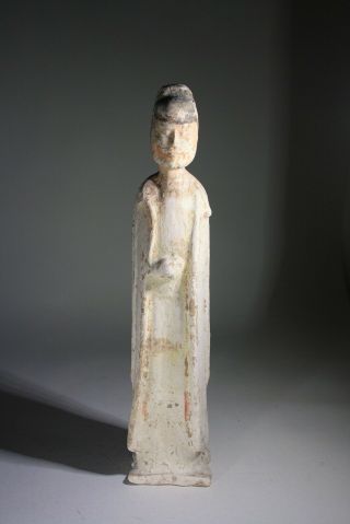 Antique Chinese Tang Dynasty Earthenware Scholar Figurine With Provenance