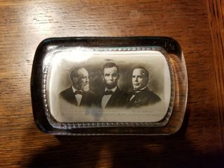 Paperweight In Memoriam Of Assasinated Presidents,  Mckinley,  Lincoln & Garfield
