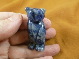 (y - Bea - St - 564) Blue Gray Standing Bear Gem Stone Carving Figurine Gemstone Bears