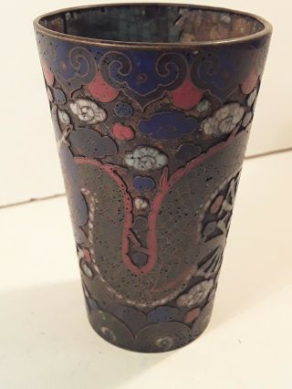 Very Old Antique Chinese Enamel Cup Vase with Dragon 2
