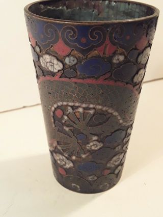 Very Old Antique Chinese Enamel Cup Vase with Dragon 3