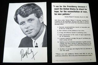 Robert F Kennedy 1968 Bobby Presidential Campaign Photo & Political Flyer