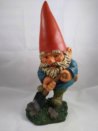 Vintage Rien Poortvliet Garden Gnome Digging W/ Shovel 14 " Figurine Netherlands