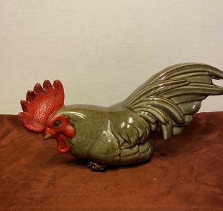 Vintage Ceramic Rooster Figurine Sculpture Statue Hen Bird Home Decor