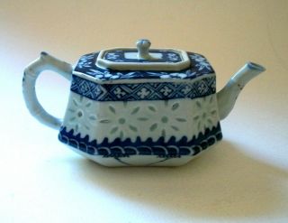 Antique Chinese Blue And White Porcelain Teapot