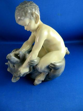 Vintage Royal Copenhagen Porcelain Figure Of A Faun & Bear - Christian Thomsen